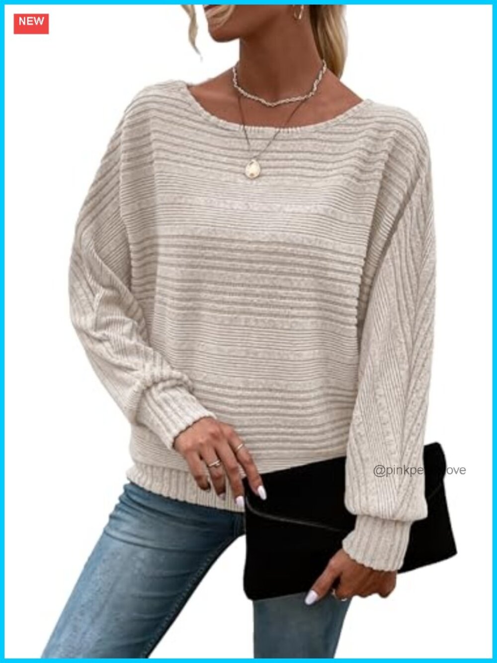 Womens Tunic Sweater Long Sleeve Pullover Crew Neck Batwing Top